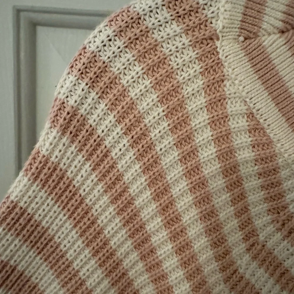 J. Crew Pink and White Stripe Long Sleeve Sweater size M